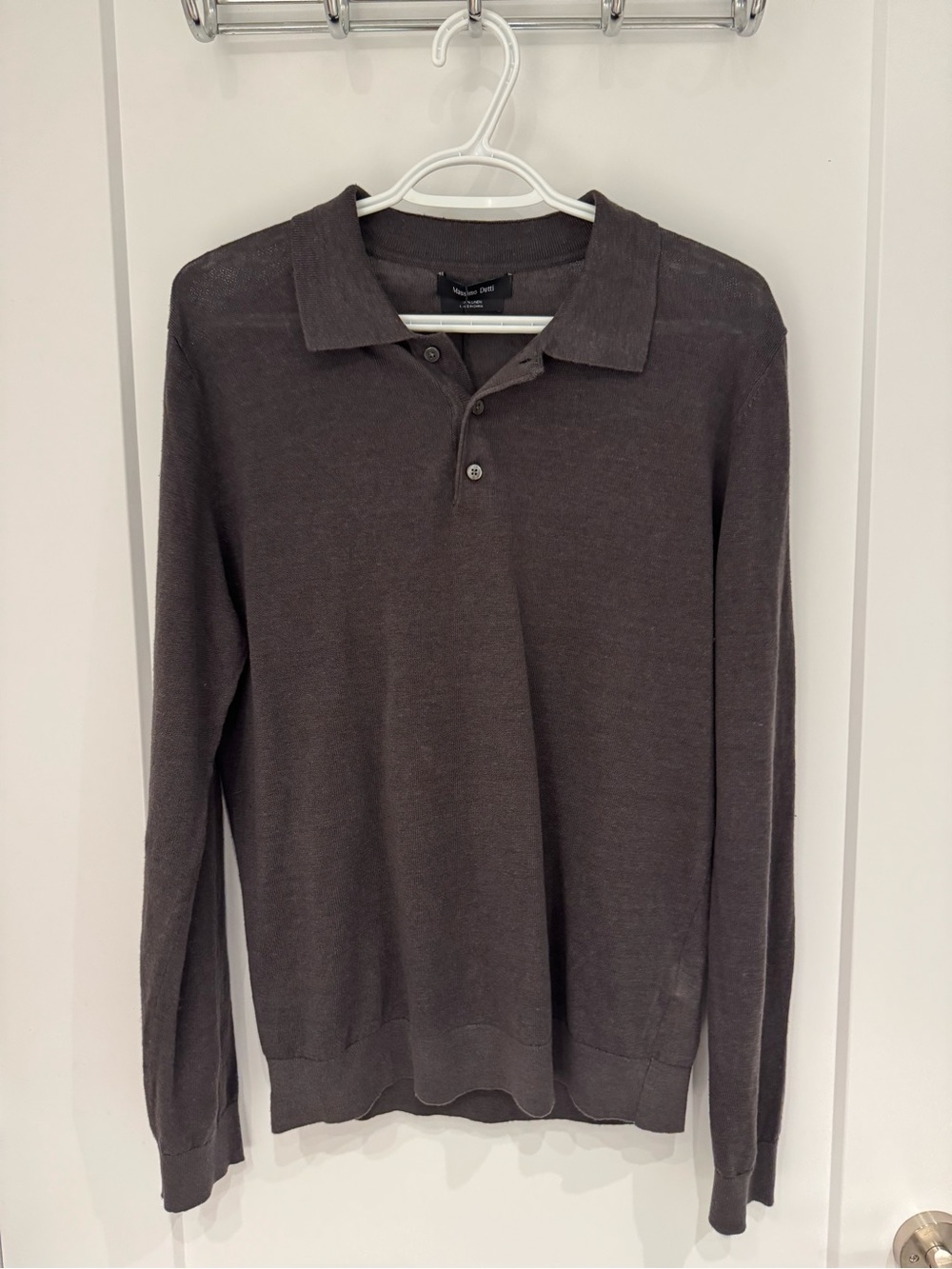 Massimo Dutti 100% Linen Knit Polo Collar Sweater - Brown (S) BRAND NEW